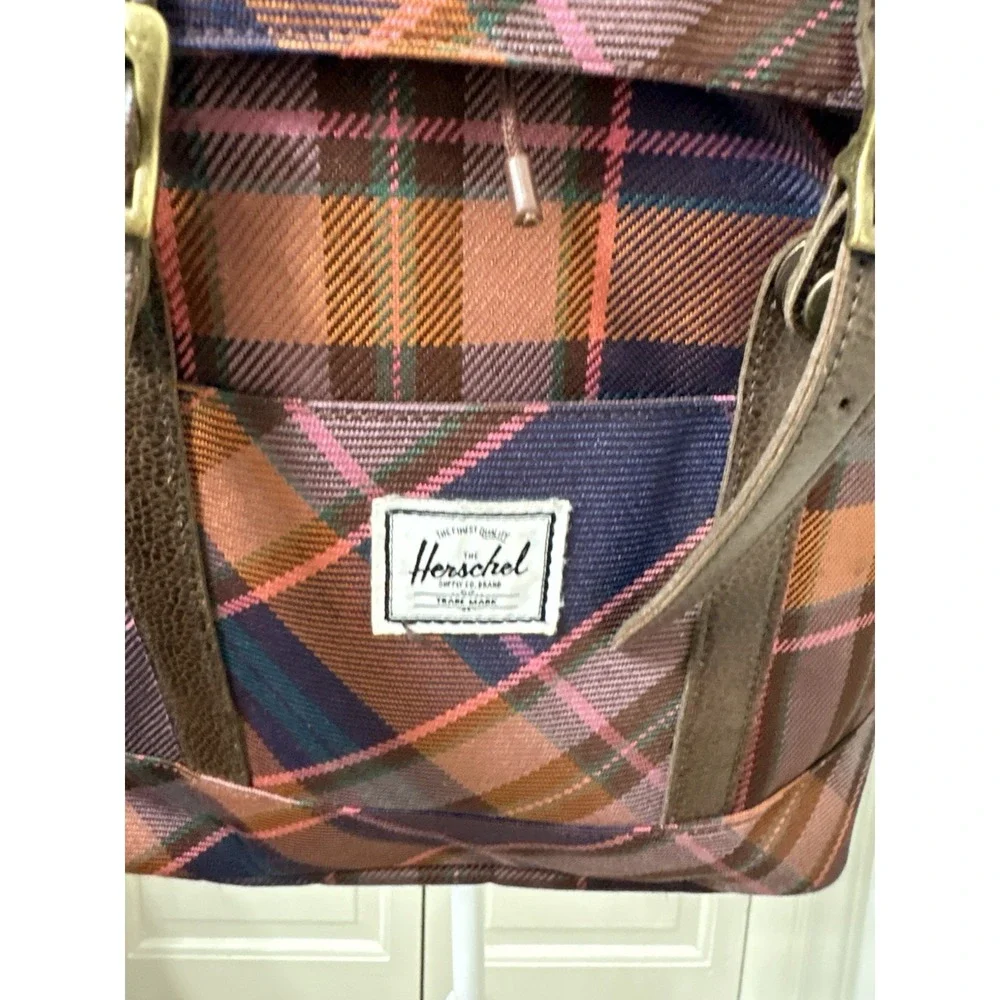 Herschel Supply Co. Retreat Mini Backpack Pink Purple Tartan Plaid Check